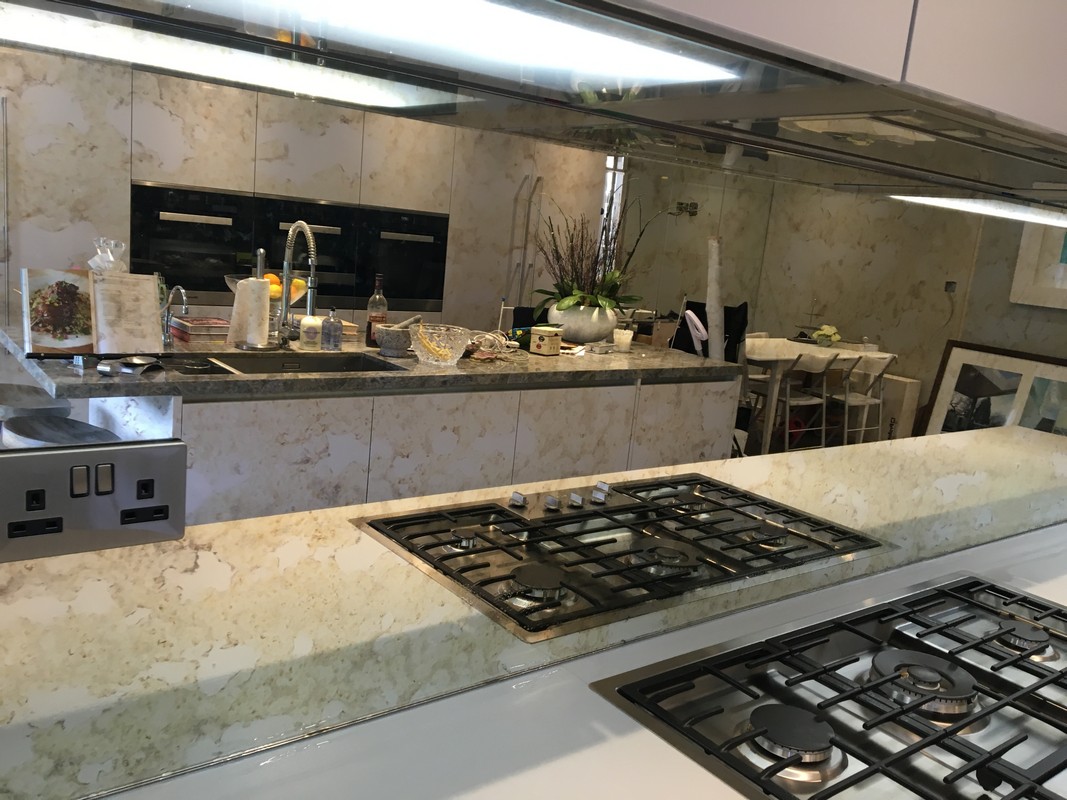 Mirror glass splashback in Charlton luxury kitchen